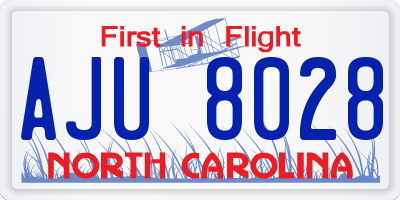 NC license plate AJU8028