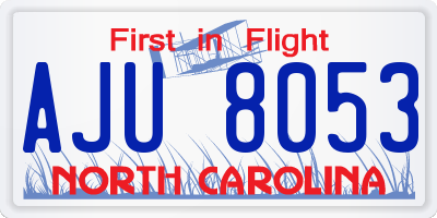 NC license plate AJU8053