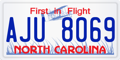 NC license plate AJU8069