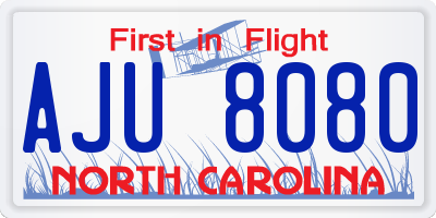 NC license plate AJU8080