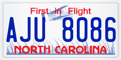 NC license plate AJU8086
