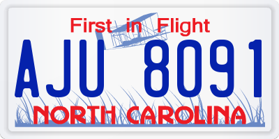 NC license plate AJU8091