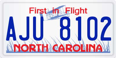 NC license plate AJU8102