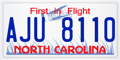 NC license plate AJU8110