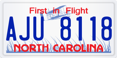 NC license plate AJU8118