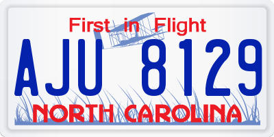 NC license plate AJU8129