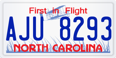 NC license plate AJU8293