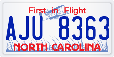 NC license plate AJU8363