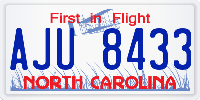 NC license plate AJU8433