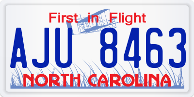 NC license plate AJU8463
