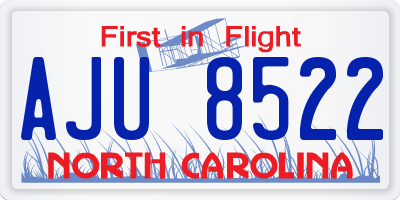 NC license plate AJU8522