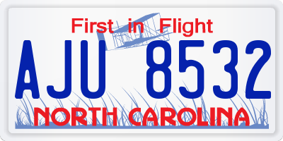 NC license plate AJU8532