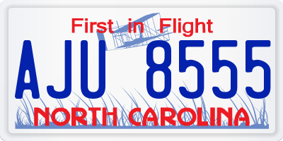 NC license plate AJU8555