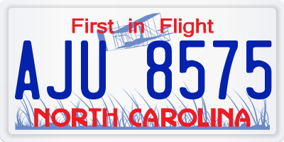 NC license plate AJU8575