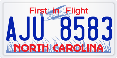 NC license plate AJU8583