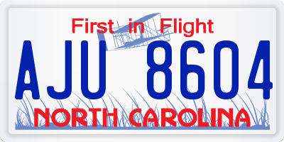 NC license plate AJU8604