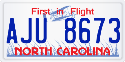 NC license plate AJU8673