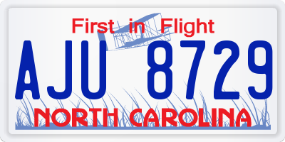 NC license plate AJU8729