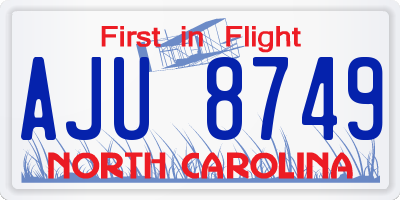 NC license plate AJU8749