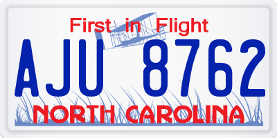 NC license plate AJU8762