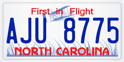 NC license plate AJU8775
