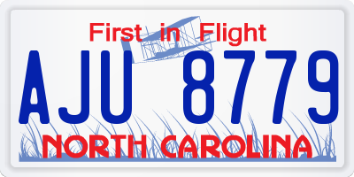 NC license plate AJU8779