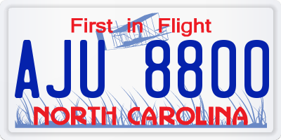 NC license plate AJU8800
