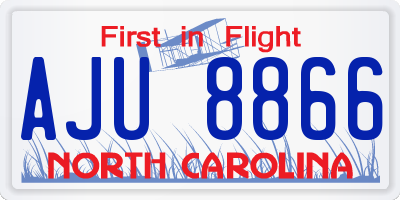 NC license plate AJU8866