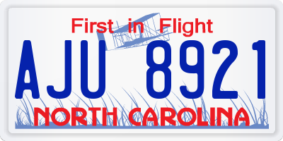 NC license plate AJU8921