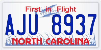 NC license plate AJU8937