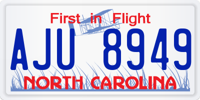 NC license plate AJU8949