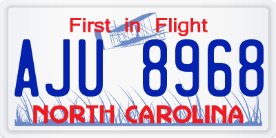 NC license plate AJU8968