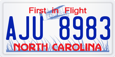 NC license plate AJU8983