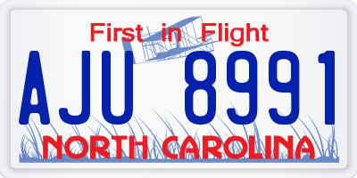 NC license plate AJU8991