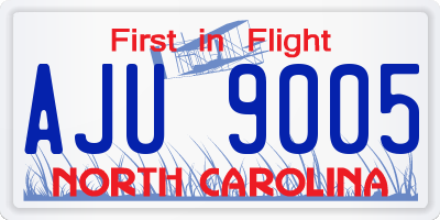 NC license plate AJU9005