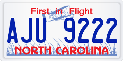 NC license plate AJU9222