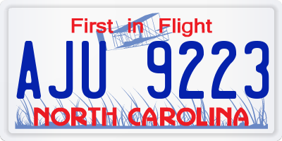 NC license plate AJU9223