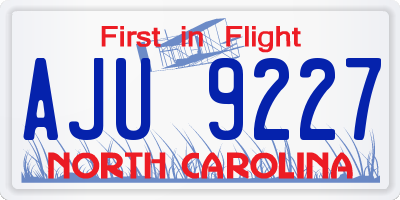 NC license plate AJU9227