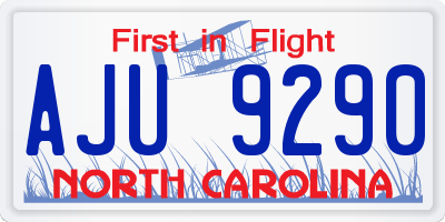 NC license plate AJU9290
