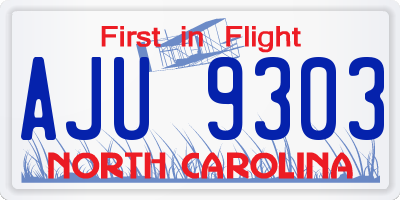 NC license plate AJU9303