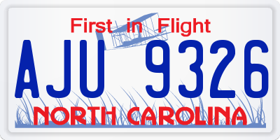 NC license plate AJU9326