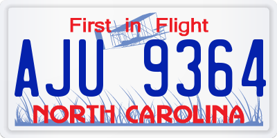 NC license plate AJU9364