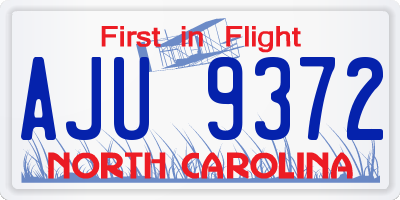 NC license plate AJU9372