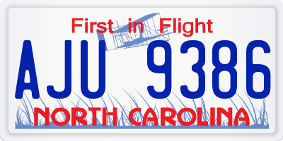 NC license plate AJU9386