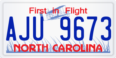 NC license plate AJU9673