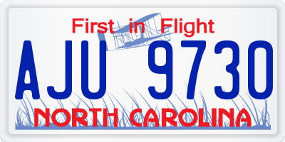 NC license plate AJU9730