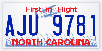 NC license plate AJU9781
