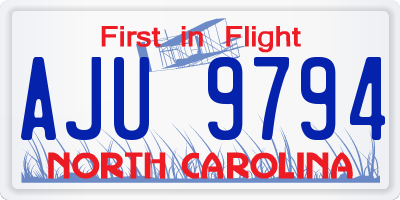 NC license plate AJU9794