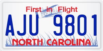 NC license plate AJU9801