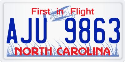 NC license plate AJU9863